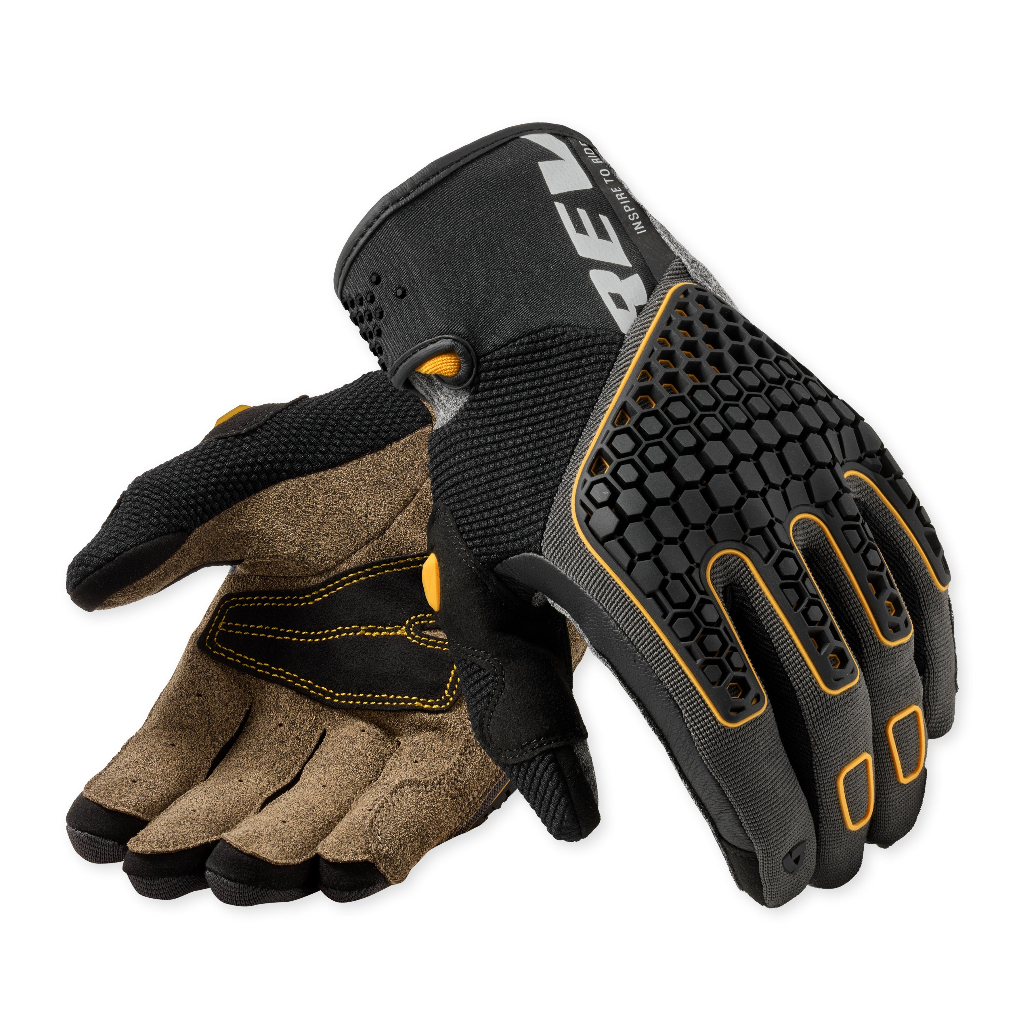Rev'it! Mangrove 2 Gloves Black Ocher Yellow