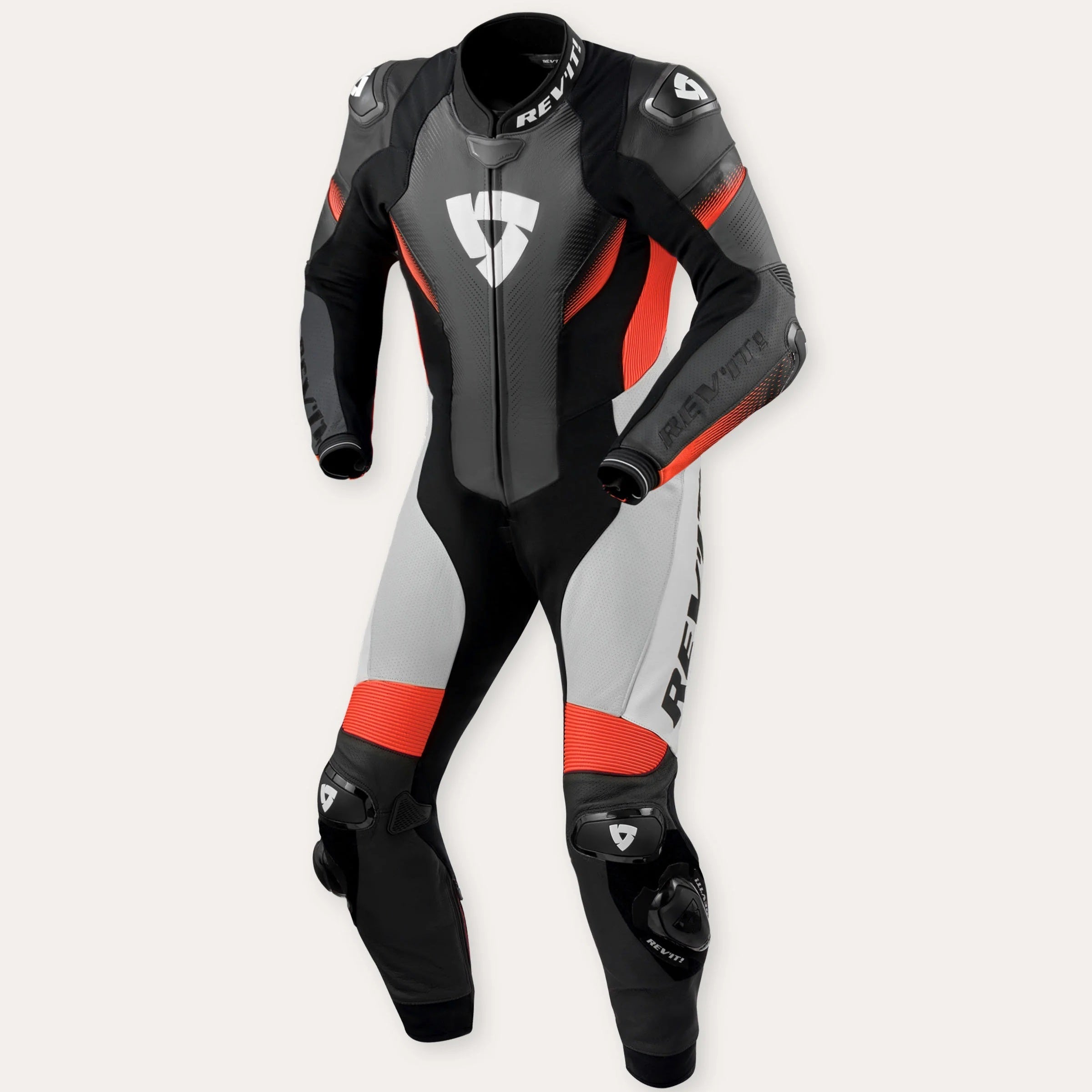 REV'IT! Control One Piece Race Suit Black Neon Red