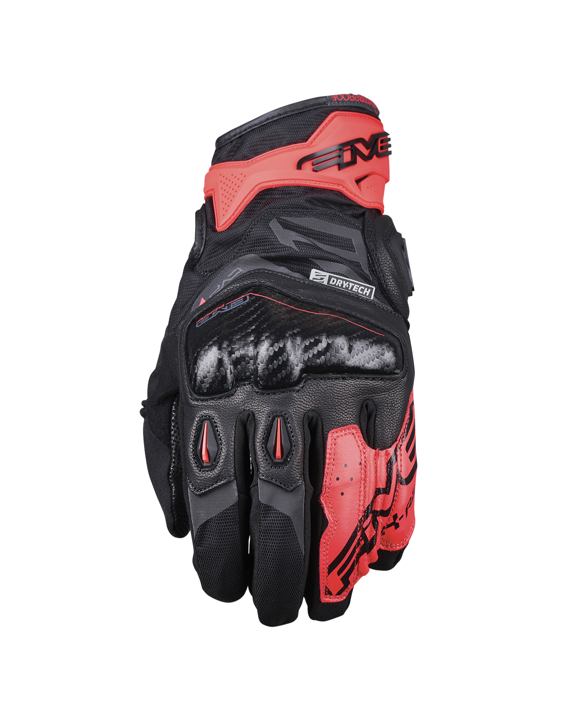 Five X-Rider WP Black Fluo Red Gloves