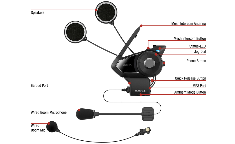 Sena 30K Bluetooth Headset with Mesh Intercom HD Speaker