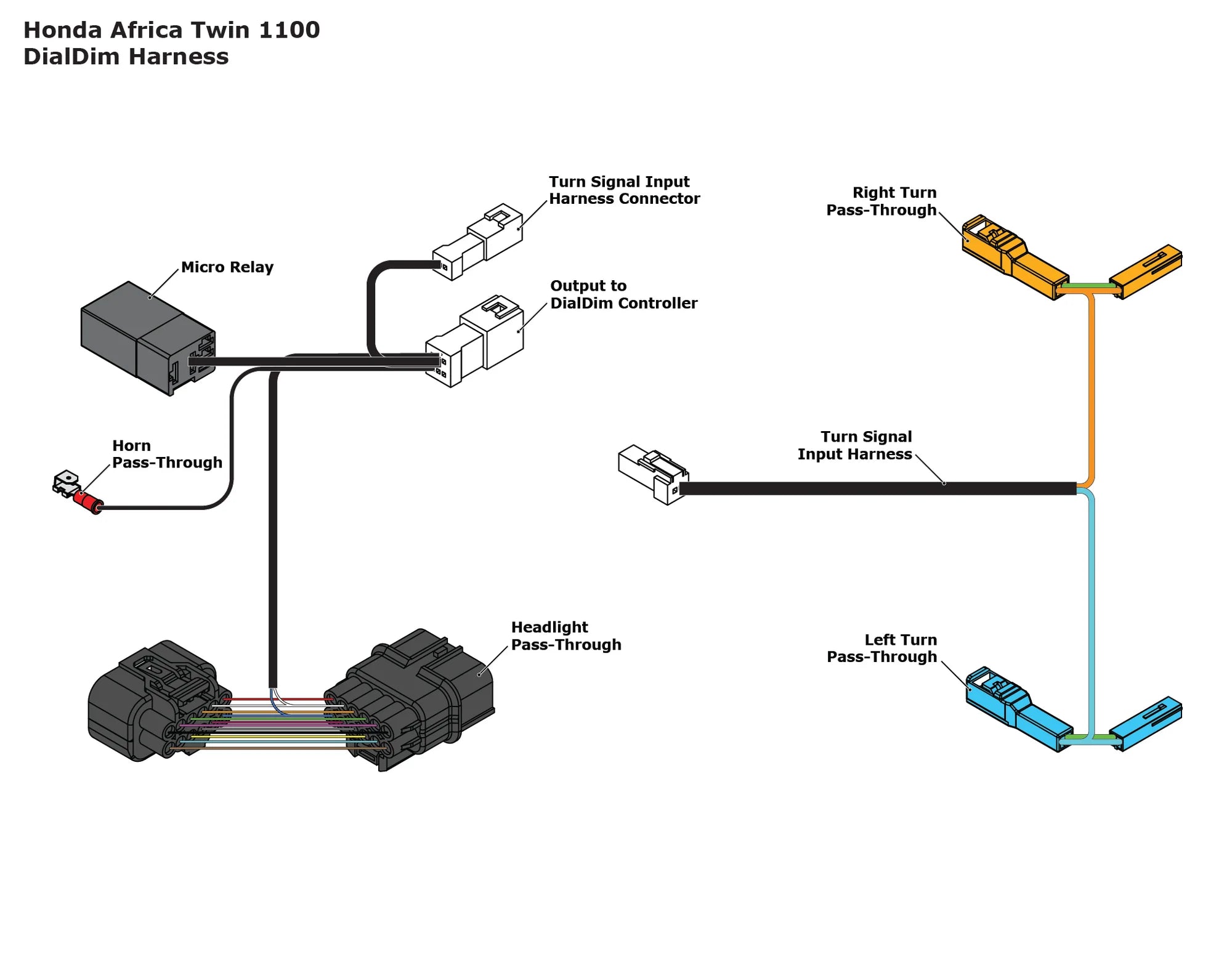 Denali Plug-N-Play DialDim Wiring Adapter - Honda Africa Twin 1100