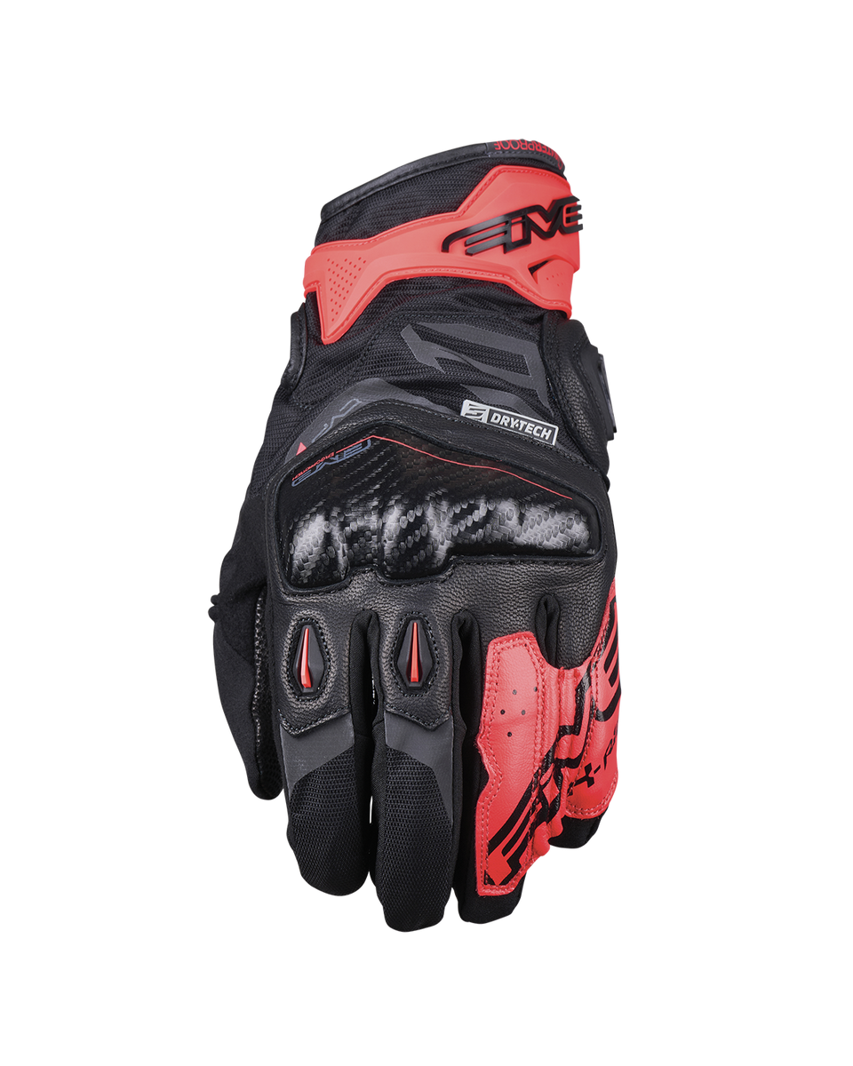 Five X-Rider WP Black Fluo Red Gloves