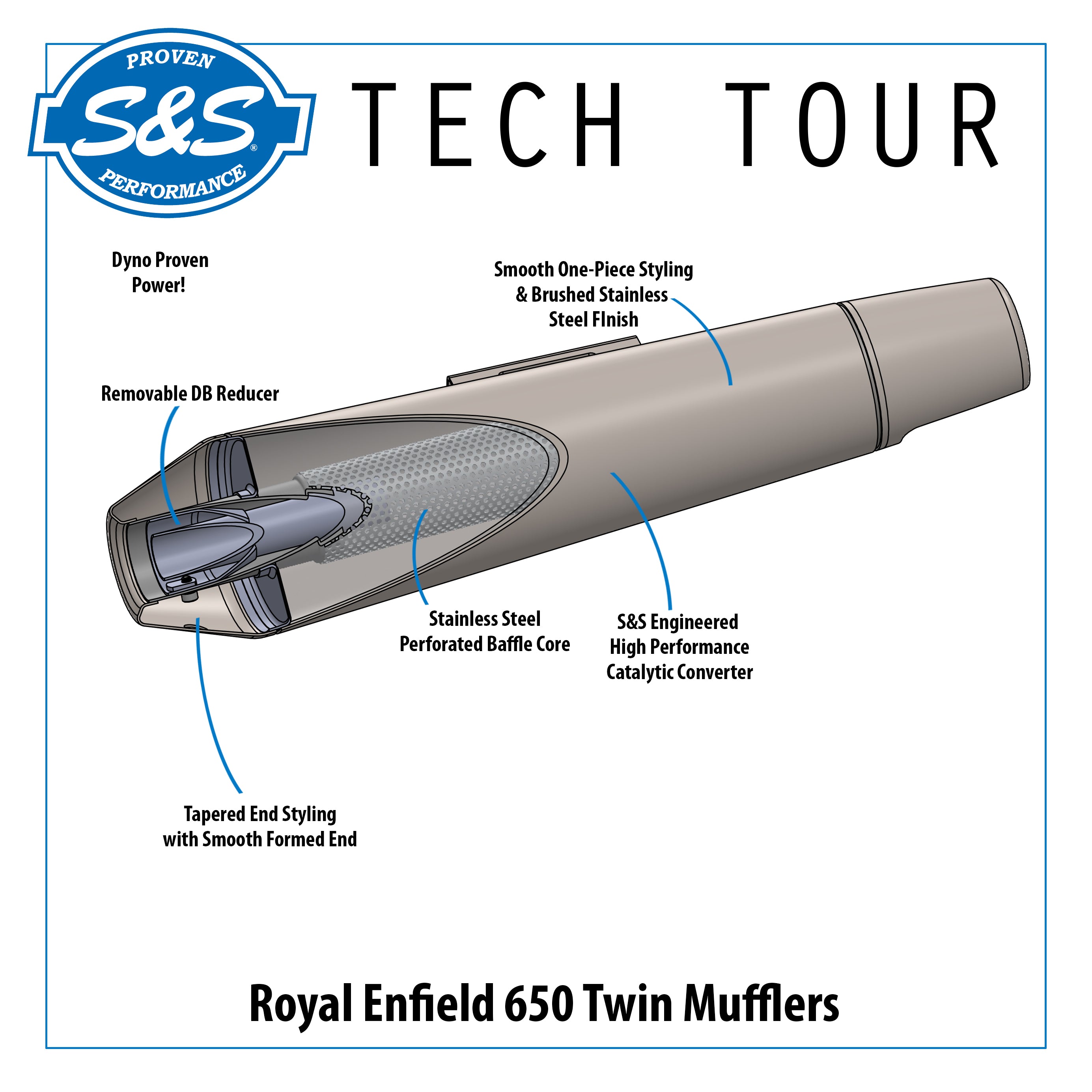 S&S Tapered Cone Mufflers - Race Only - Royal Enfield® Interceptor 650 Twins